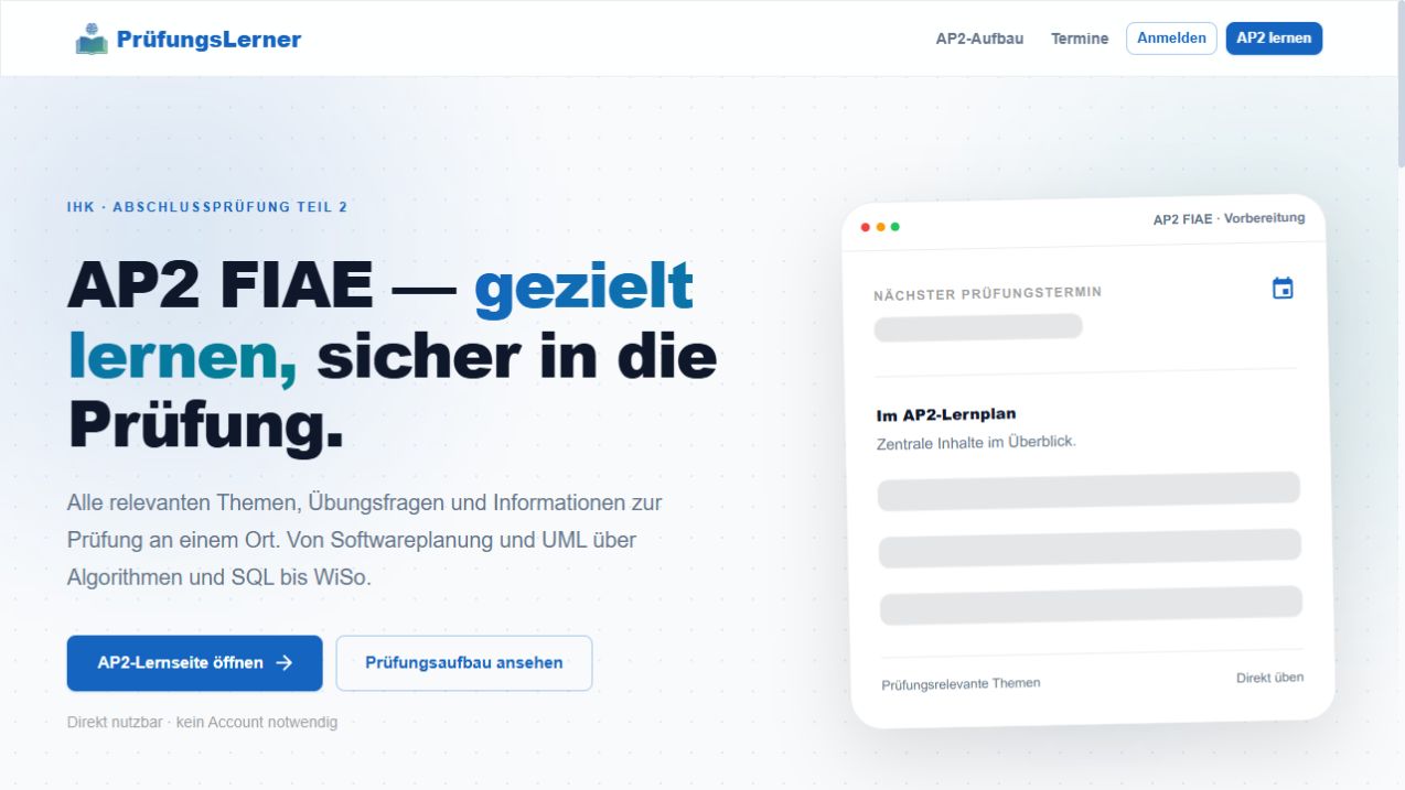 Startseite von PrüfungsLerner